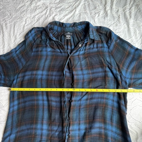 Angie Blue Black Plaid Button-Up Shirt Flannel - Picture 4 of 6